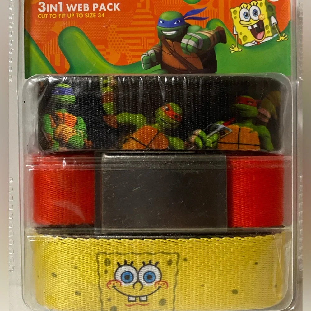 Nickelodeon Belt Youth Boys Interchangeable Clamp TMNT SpongeBob SquarePants